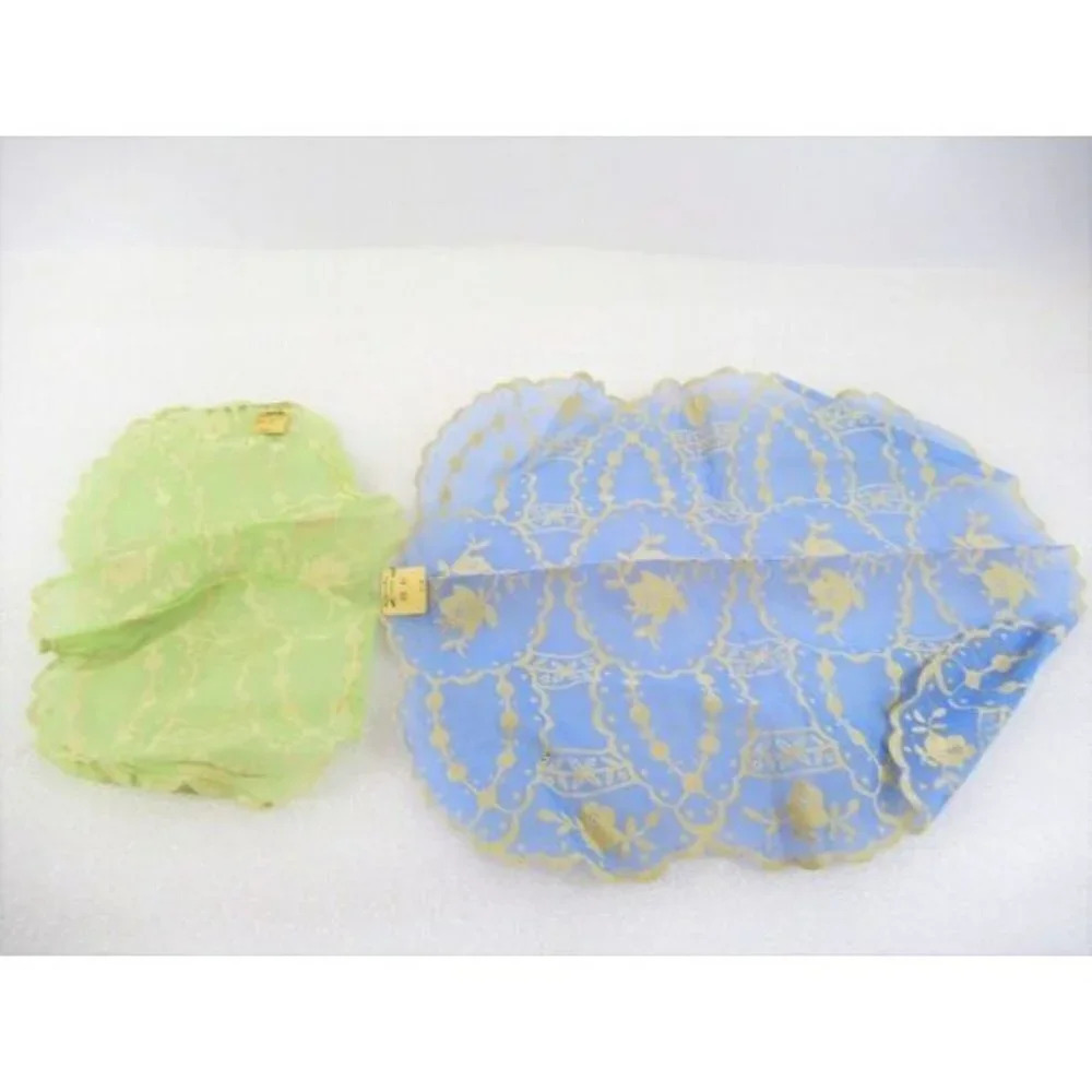 Sheer Nylon Flocked Doily Lot of 2 Vintage Hudson's Bay w/ Tags Soft Fabric